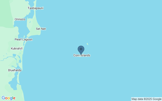 Kaart met locatie Corn eilanden